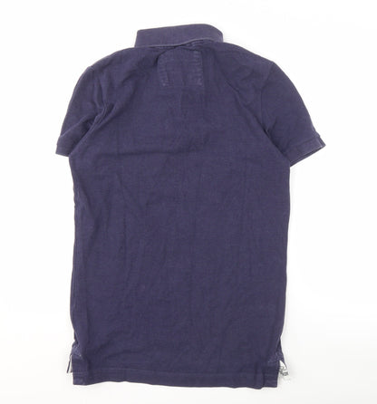 Superdry Men's Navy Cotton Polo Shirt M Pockets