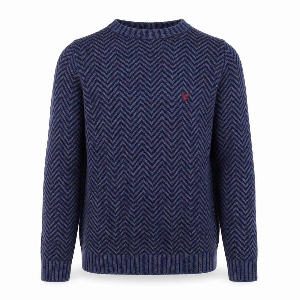 Front view of Lyle and Scott Men's Blue jumper, size S