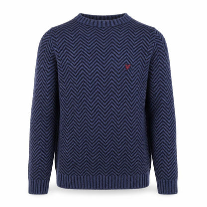 Front view of Lyle and Scott Men's Blue jumper, size S