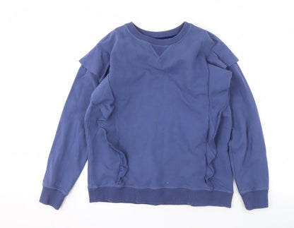 AND/OR Women's Blue Ruffle Sweatshirt Size 8