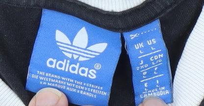 Adidas Men's Black Crew Neck T-Shirt, Size L