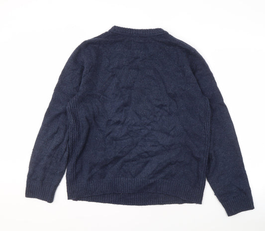 Fat Face Men's Blue Pullover Jumper, L, Crew Neck, Casual Winter Knit