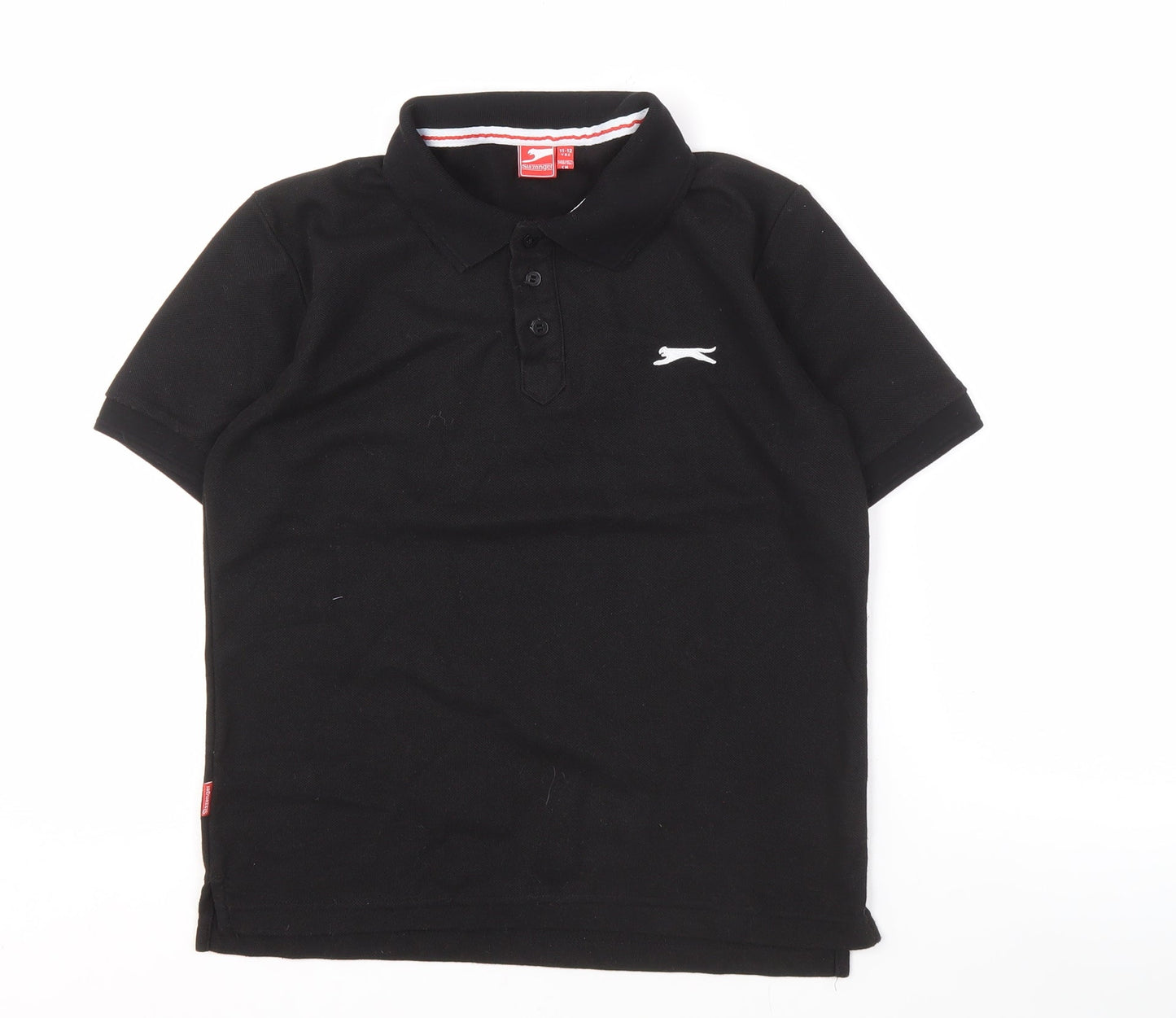 Slazenger Boys Black Polo, Size 146, Short Sleeve, Logo Accent