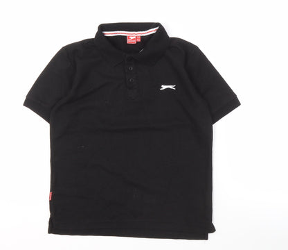 Slazenger Boys Black Polo, Size 146, Short Sleeve, Logo Accent