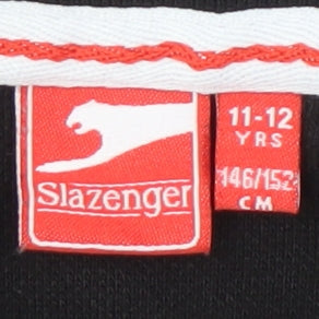 Slazenger Boys Black Polo, Size 146, Short Sleeve, Logo Accent