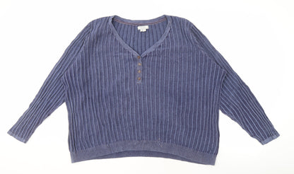 Fat Face Women's Blue Henley Jumper, Size L