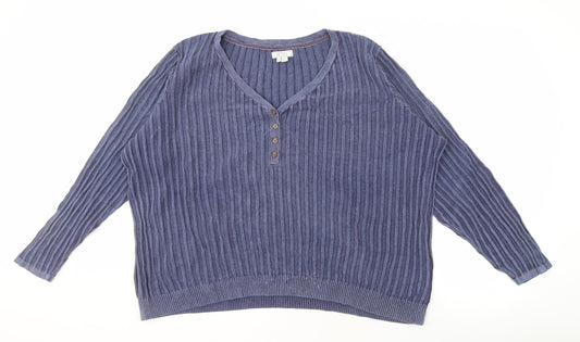 Fat Face Women's Blue Henley Jumper, Size L