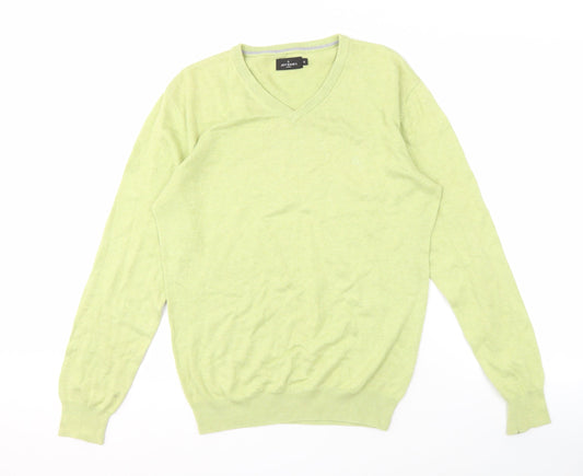Jeff Banks Men's Green S V-Neck Cotton Pullover Jumper