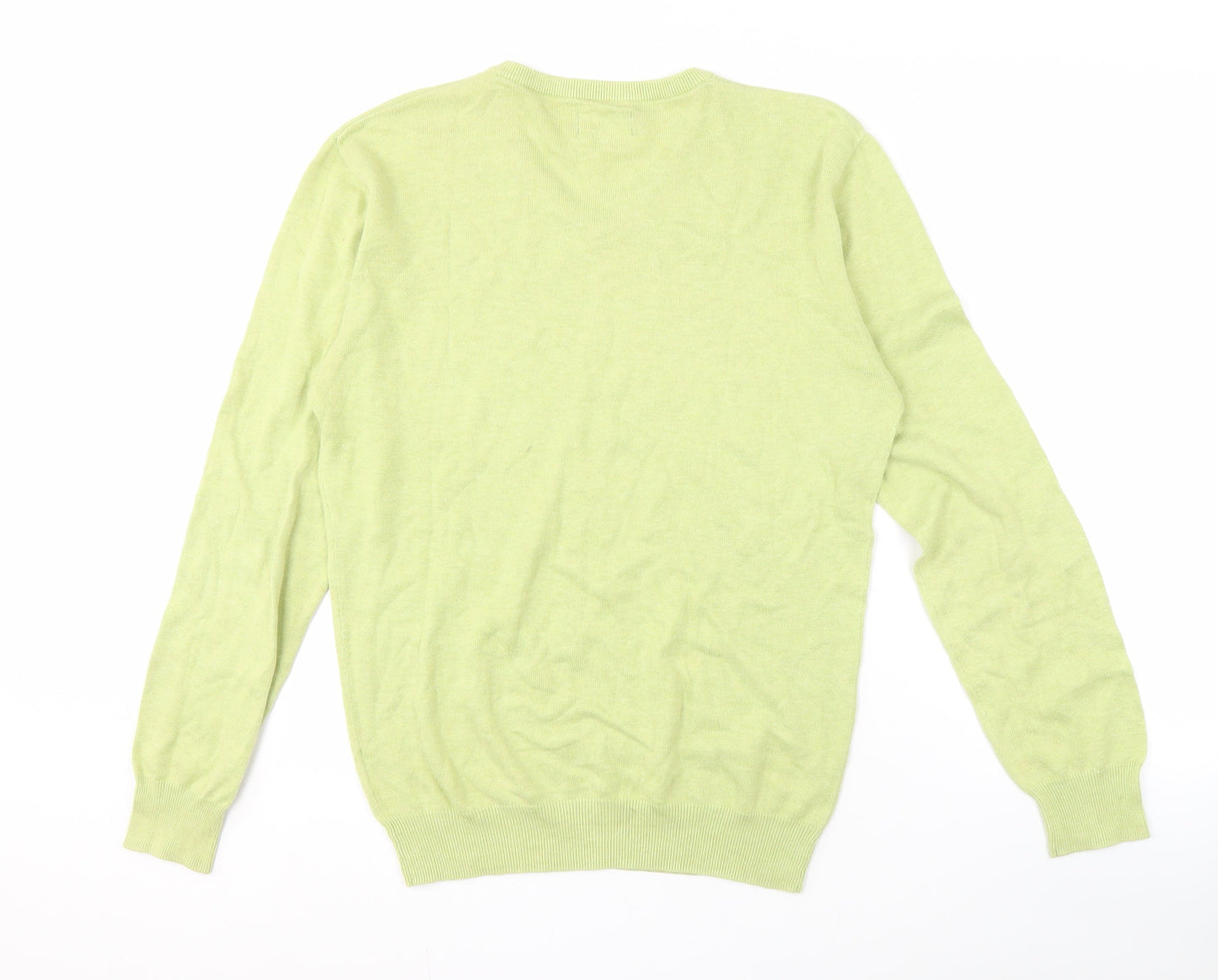 Jeff Banks Men's Green S V-Neck Cotton Pullover Jumper