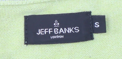 Jeff Banks Men's Green S V-Neck Cotton Pullover Jumper