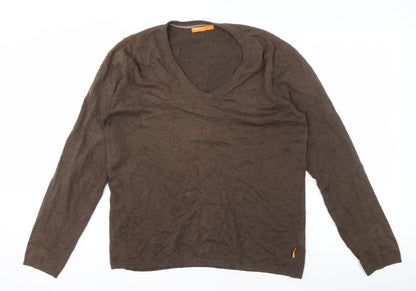 SoulCal Men's Brown Cotton V-Neck Jumper - L