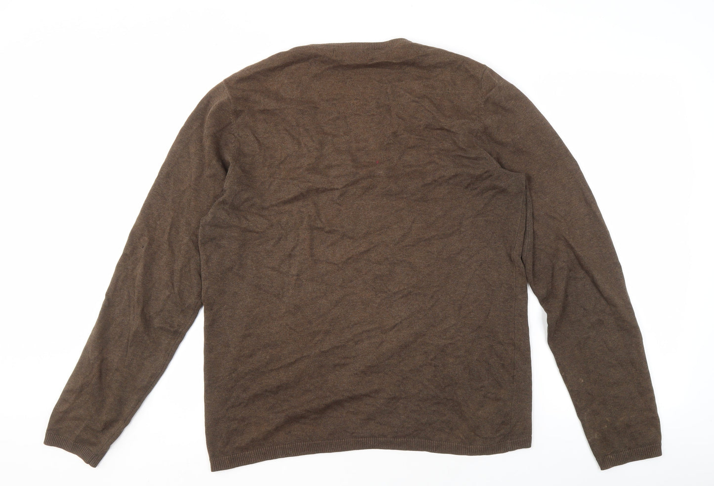 SoulCal Men's Brown Cotton V-Neck Jumper - L