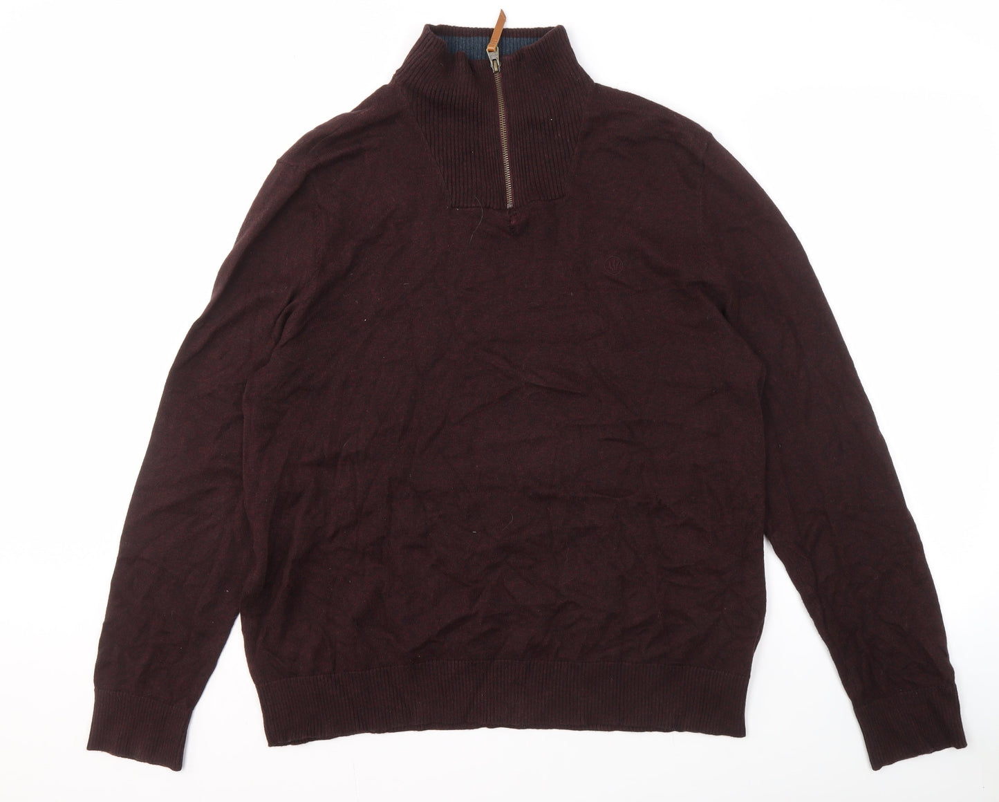 Fat Face Men's Brown XL Pullover Jumper with Zip