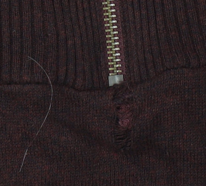 Fat Face Men's Brown XL Pullover Jumper with Zip