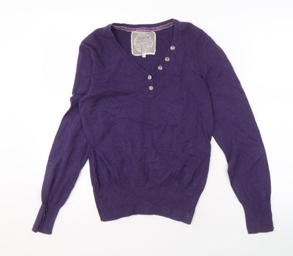 Minnow Women's Purple Henley Jumper Size 12
