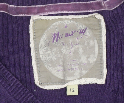 Minnow Women's Purple Henley Jumper Size 12