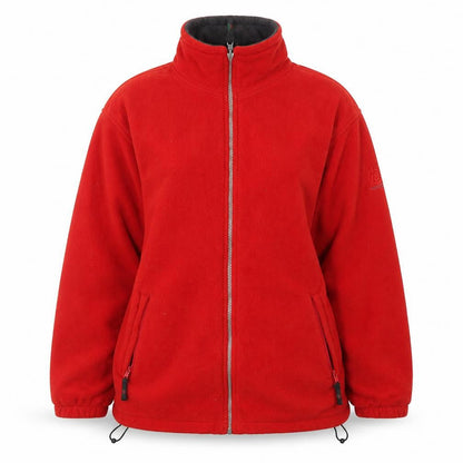 Front view of Wynster unisex red fleece windbreaker jacket