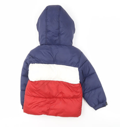 DKNY Boys' Colourblock Puffer Jacket, Hooded, Size 4 Plus