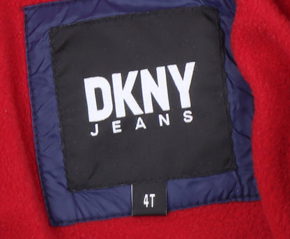 DKNY Boys' Colourblock Puffer Jacket, Hooded, Size 4 Plus