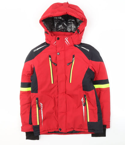 Zhong Guo Hu Boys Red Hooded Puffer Jacket