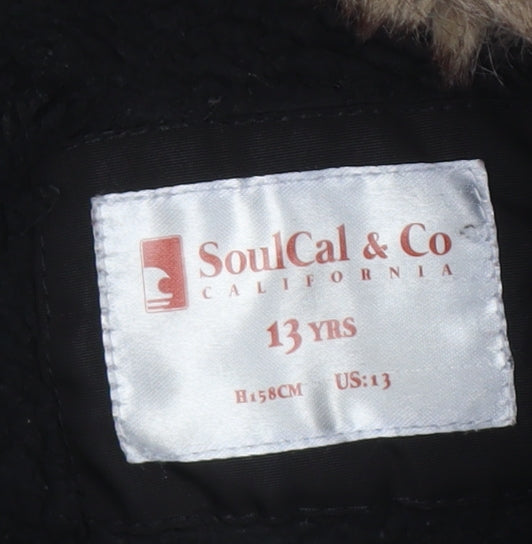 SoulCal & Co Boys Black Puffer Jacket 13 Years Hooded
