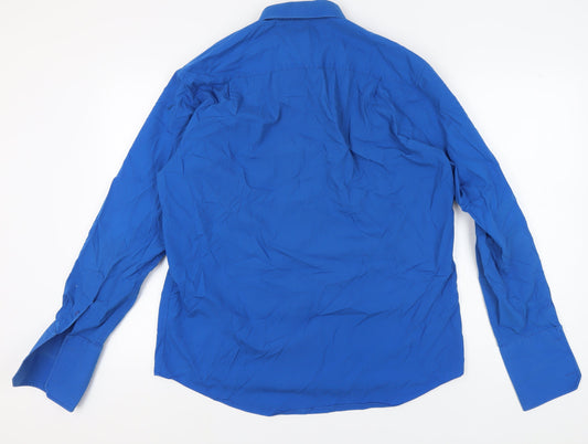 Mens UK Collar Size 43 Dehavilland Smart Blue  Dress Shirt