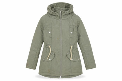 Front view of Next girls’ green parka jacket 11 years