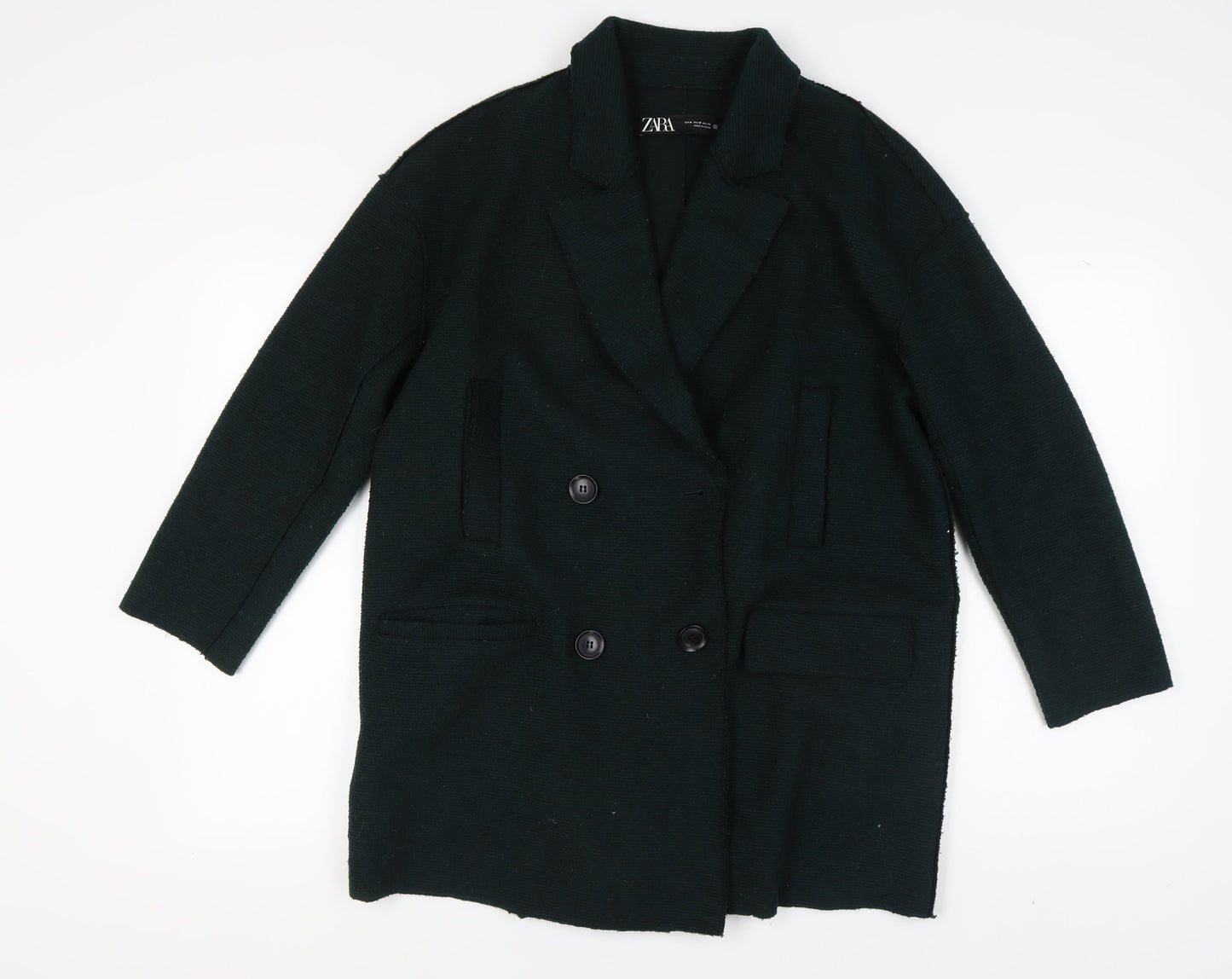 Womens UK Size M Zara Black Overcoat