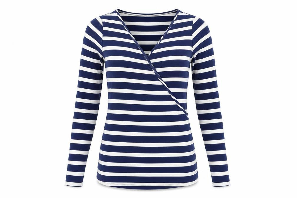 ASOS Women's Blue Striped V-Neck Blouse, Size 6