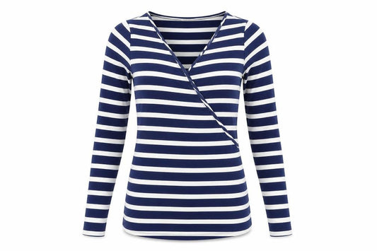 ASOS Women's Blue Striped V-Neck Blouse, Size 6