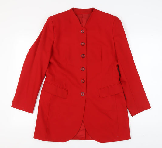 Marks and Spencer Red Wool Blazer, Women, Size 14, Long