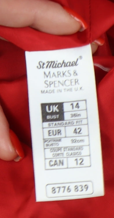 Marks and Spencer Red Wool Blazer, Women, Size 14, Long