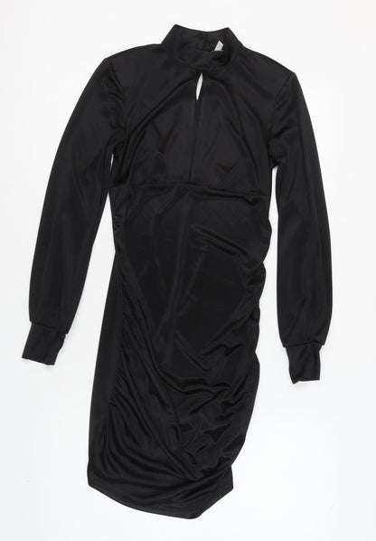 H&M Women Black Long Sleeve High Neck Dress M