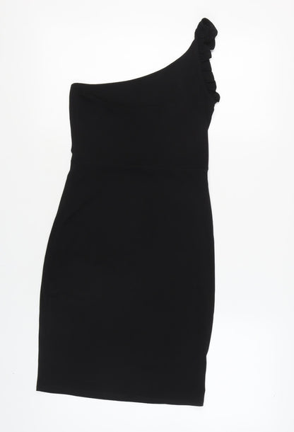 H&M Women's Black One Shoulder Sheath Dress Size 8
