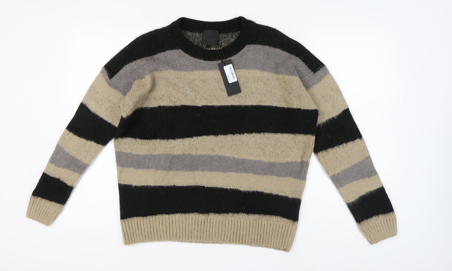 Mennace Unisex Striped Chunky Knit Jumper M