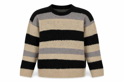 Front view of Mennace unisex striped chunky knit jumper m