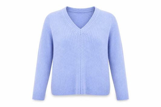 Front view of ASOS Design Women's Blue V-Neck jumper, size 10