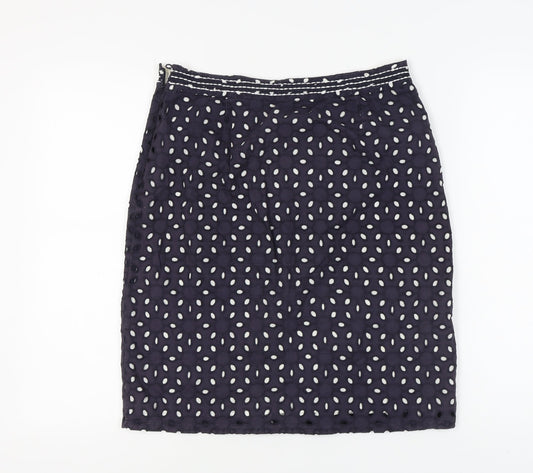 Marks and Spencer Women's Blue Cotton Skirt Size 10
