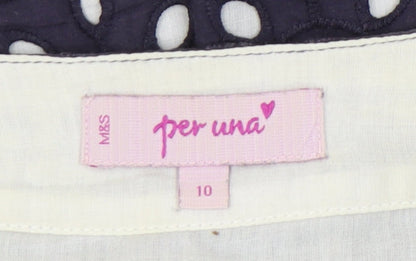 Marks and Spencer Women's Blue Cotton Skirt Size 10