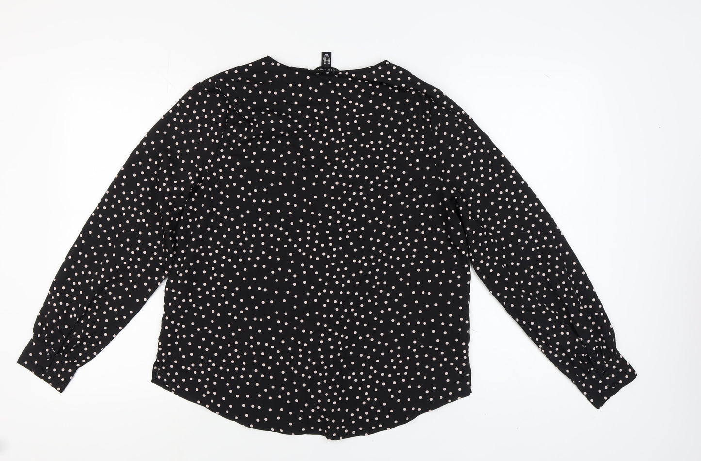 New Look Women's Black Polka Dot Long Sleeve Blouse Size 14
