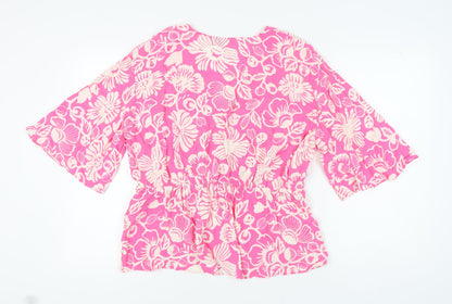 Womens UK Size 18 Marks and Spencer Pink Wrap Blouse