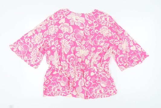 Womens UK Size 18 Marks and Spencer Pink Wrap Blouse