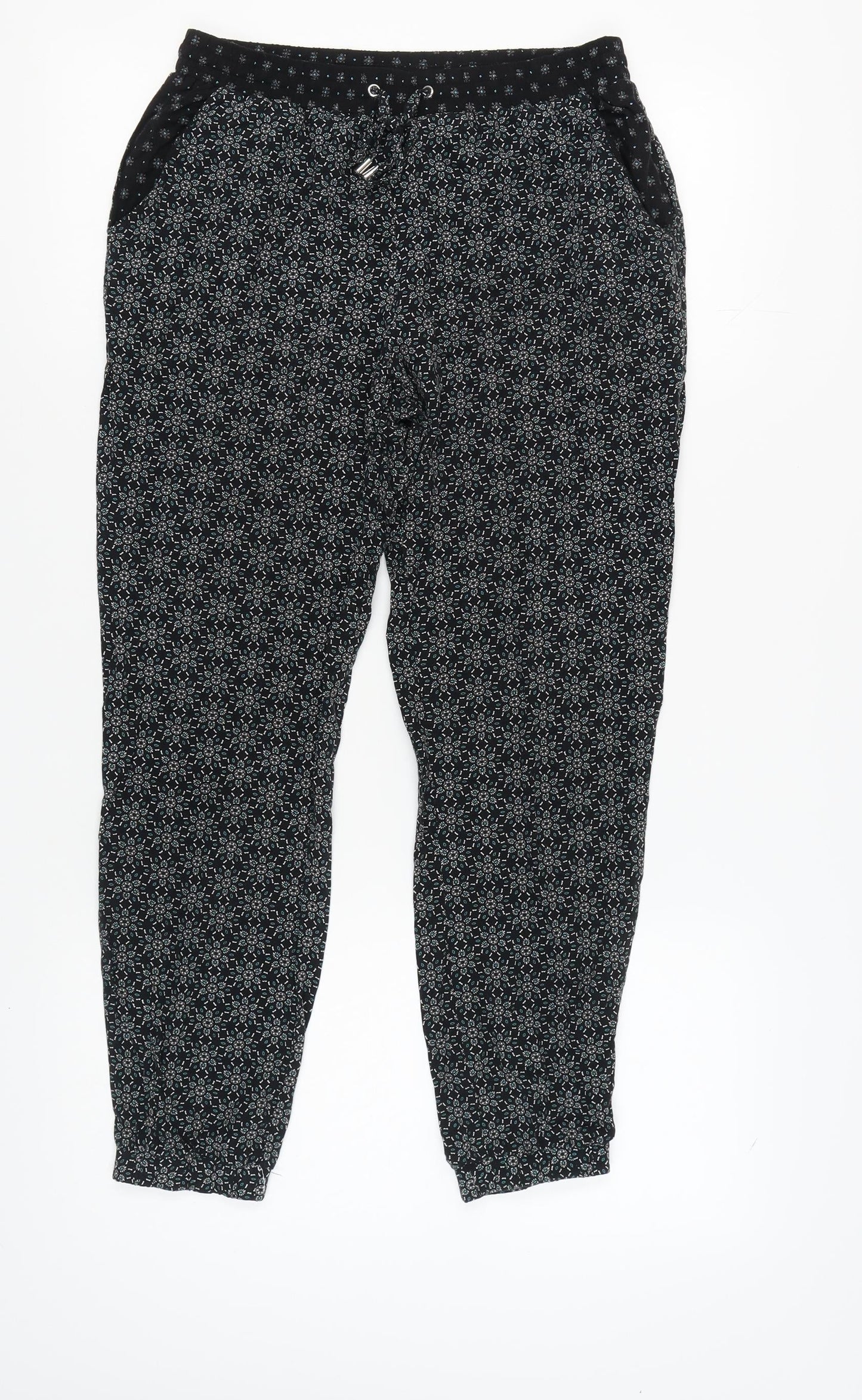 New Look Women's Black Floral Jogger Trousers Size 10