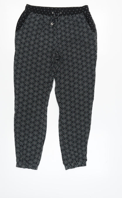 New Look Women's Black Floral Jogger Trousers Size 10