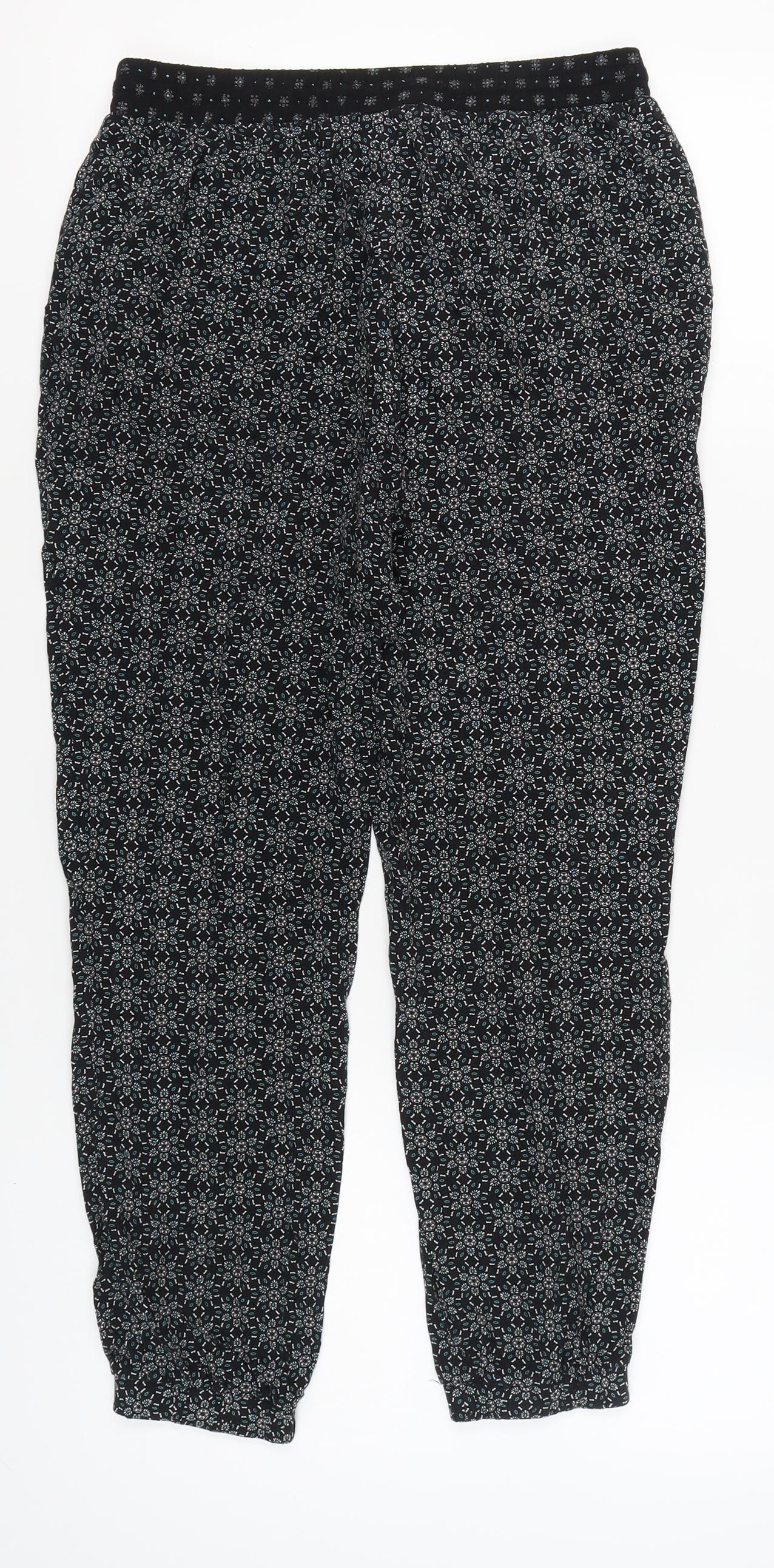 New Look Women's Black Floral Jogger Trousers Size 10