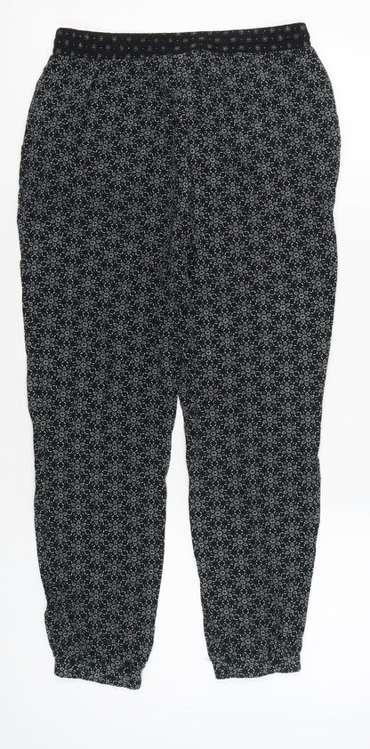 New Look Women's Black Floral Jogger Trousers Size 10
