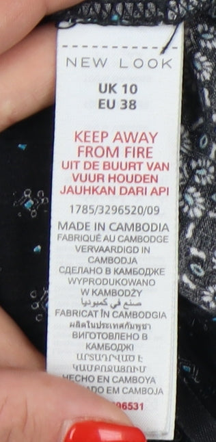 New Look Women's Black Floral Jogger Trousers Size 10