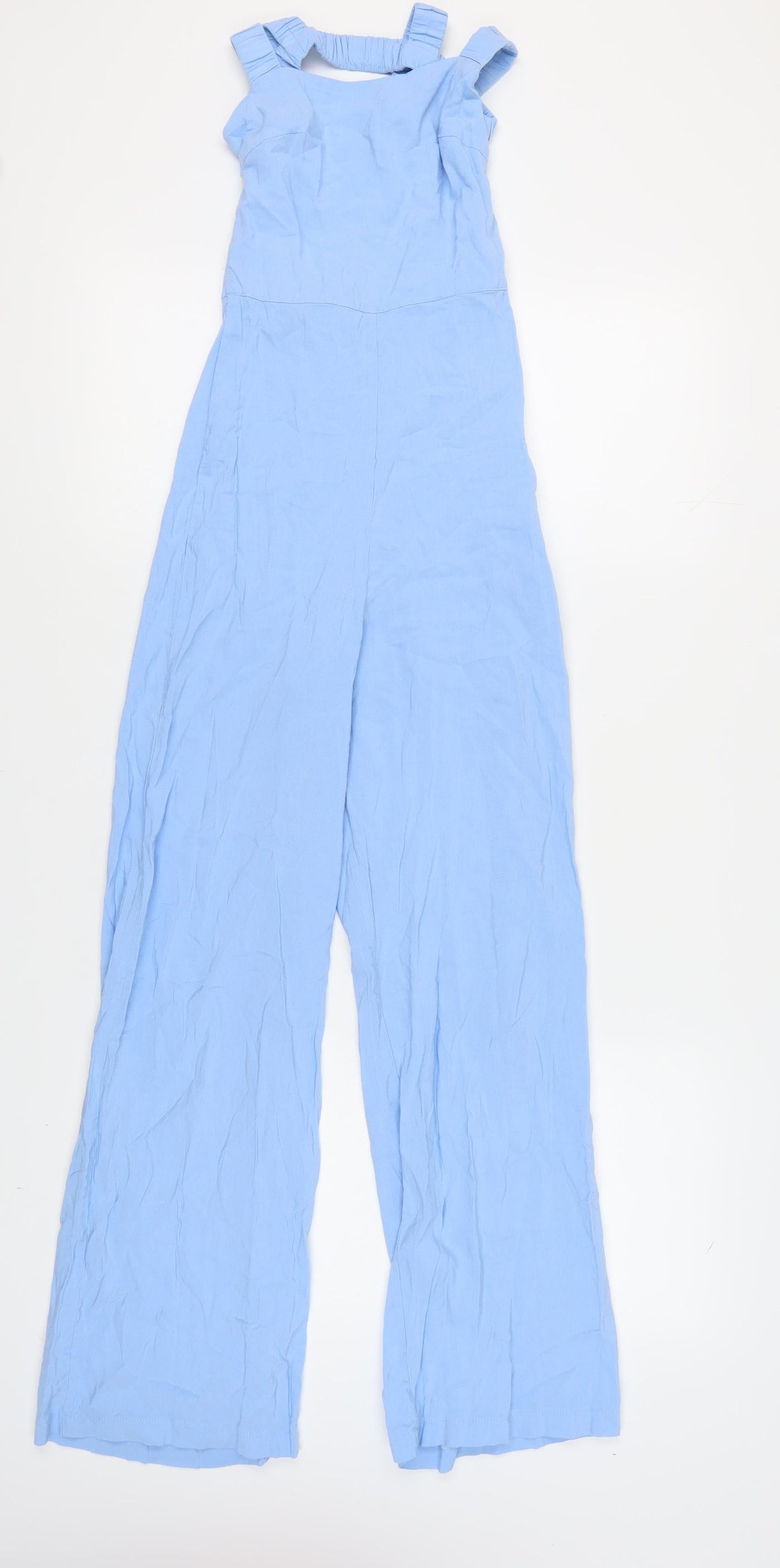 Bershka Women's Blue Jumpsuit 2XS - Casual Wide-Leg