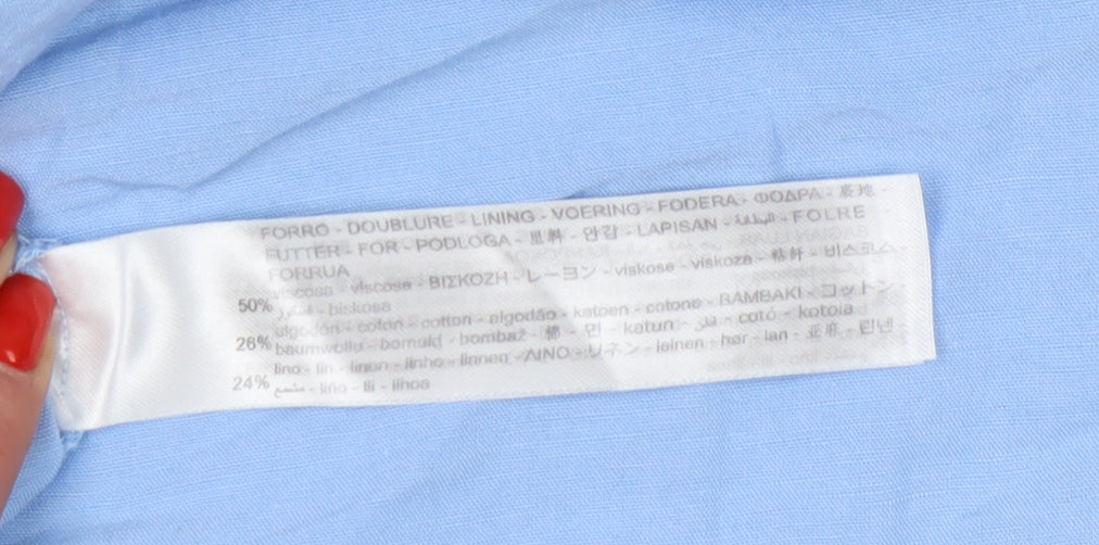 Bershka Women's Blue Jumpsuit 2XS - Casual Wide-Leg