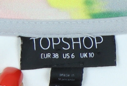 Womens UK Size 10 Topshop Multicoloured Basic T-Shirt